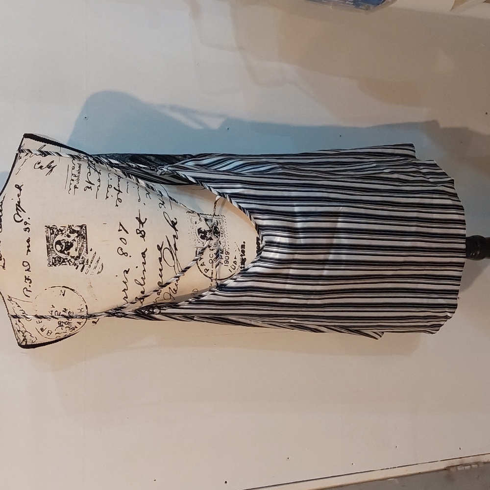 Frederick's of Hollywood| Black and White Striped Chemise Satin Robe Set Sz.XL - Picture 5 of 11